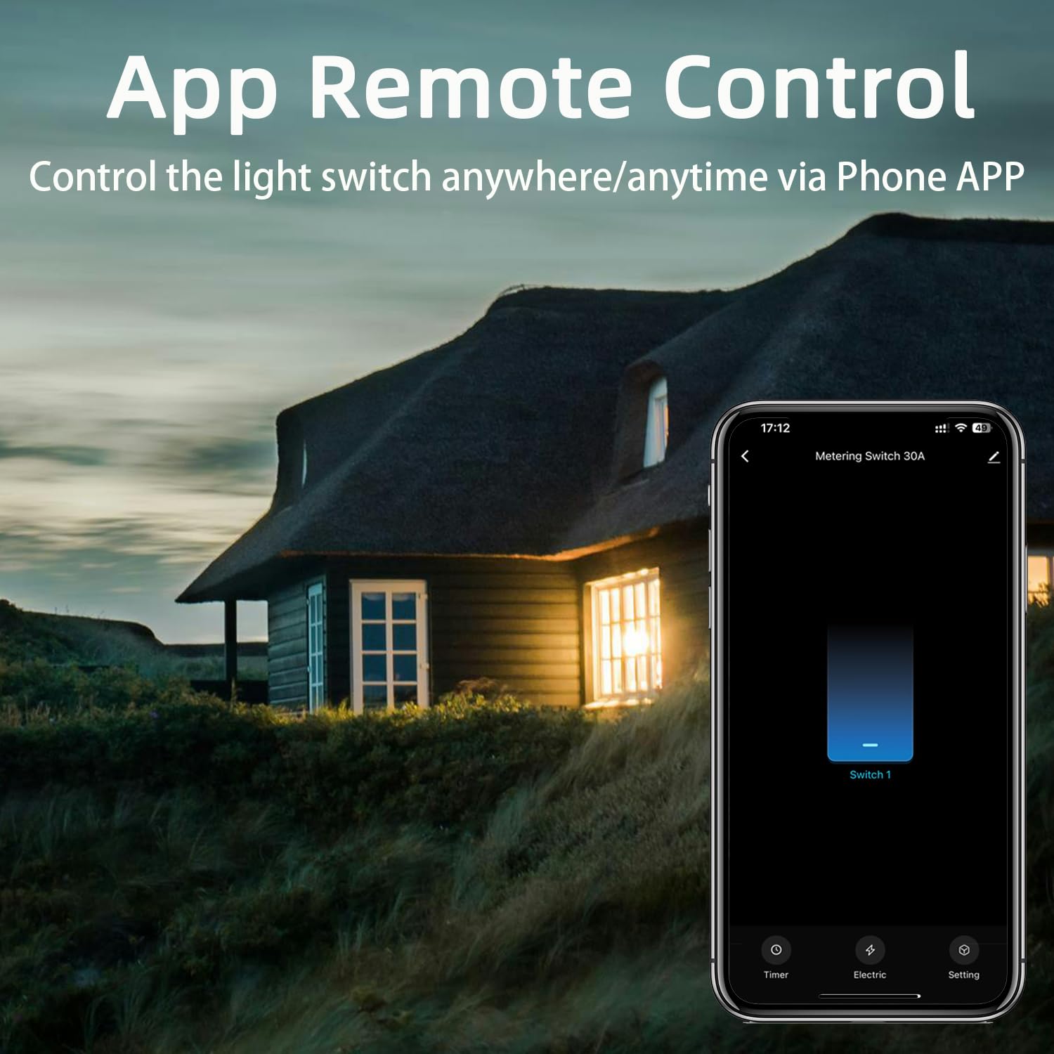 30A Heavy Duty WiFi Wireless Smart Switch with Energy Monitoring, DIY Switch for Smart Home Automation, Tuya APP / RF433Mhz 328FT Remote Control, Timer, Compatible with Alexa & Google Home