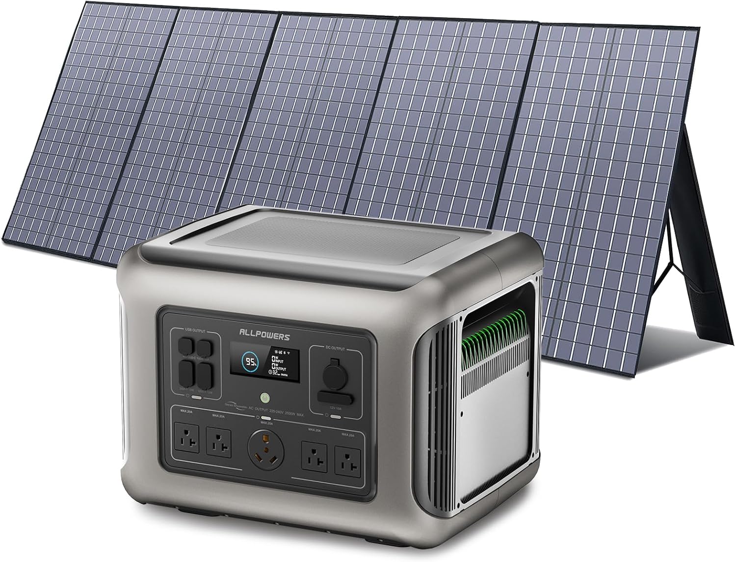 LLPOWERS R2500 Portable Power Station with SP037 Solar Panel, 2500W 2016Wh LiFePO4 Solar Generator with 400W Panel Included, Solar Power with UPS Function, Fast Charging, 30A RV Port