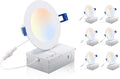 CLOUDY BAY 4 inch 3000K/4000K/5000K Three Color Temperature Selectable, Dimmable 10W CRI 90+,Ultra Thin Recessed Downlight with Junction Box, Canless Wafer Down Light, Damp Location,White Finish, 6PK