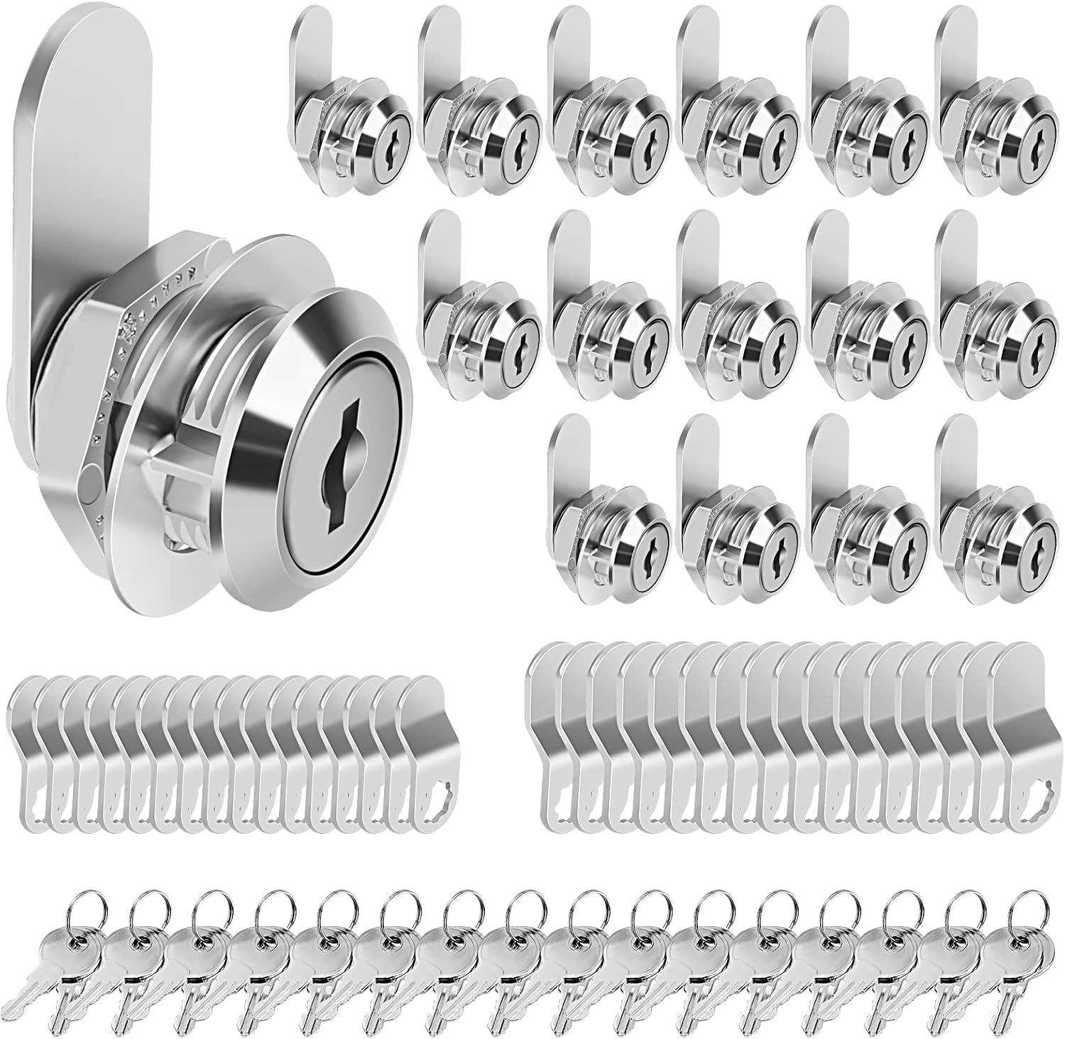 Cam Locks Cabinet Locks Keyed Alike, 5/8'' (Length) Cylinder Fits on 3/8'' Max Panel Thickness, Secure Files Drawers Mailbox RV Storage Locks Replacement Set, Zinc Alloy(5/8 Inch 16Pcs)