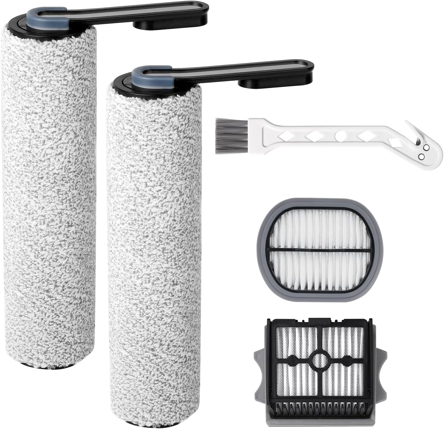 Only Floor ONE S5Combo Roller Brush Replacement and Vacuum Filter Kit Compatible with Tineco Floor ONE S5Combo Smart Wet Dry Vacuum Replacement Parts,2 Roller Brushes,2 HEPA Filters,1 Cleaner Brush
