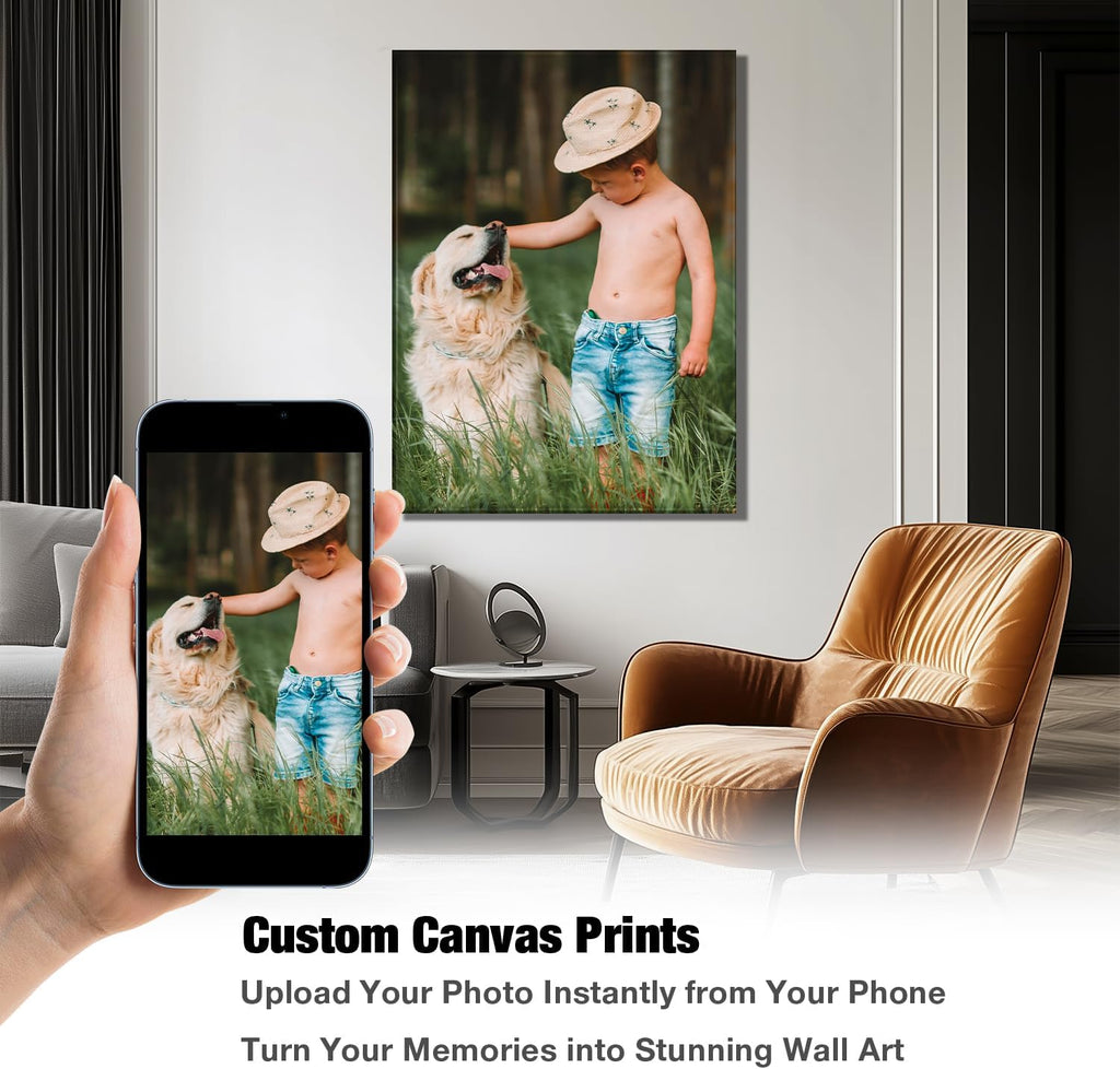 Custom Photo Canvas Print, Personalized Picture to Canvas Wall Art, Wedding Family Pet Portrait Print, Floating Frame or Gallery Wrapped Personalized Artwork, Handmade Canvas Wall Decor Made in USA