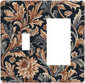Outlet Covers Vintage Grey Plant Leaves Brown Flowers 1 Toggle 1 Rocker Combination Decorative Wall Plate Electrical Switch Plates Light Switch Cover Plate for Bedroom Home Decor