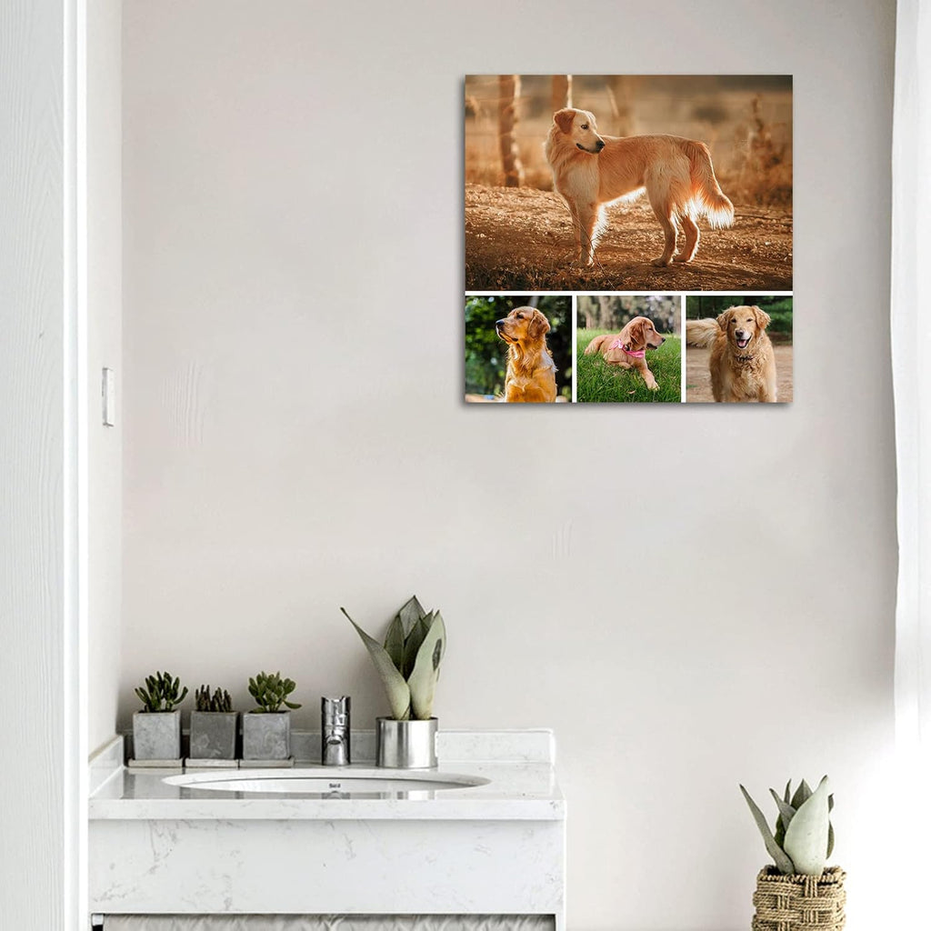 Collage Canvas Prints with Your Photos Personalized Multi Pictures for Wall Custom Family Wedding Baby Pet Dog Photo to Canvas Customized Gifts Home Wall Decor (Collage Photo-9, Framed)