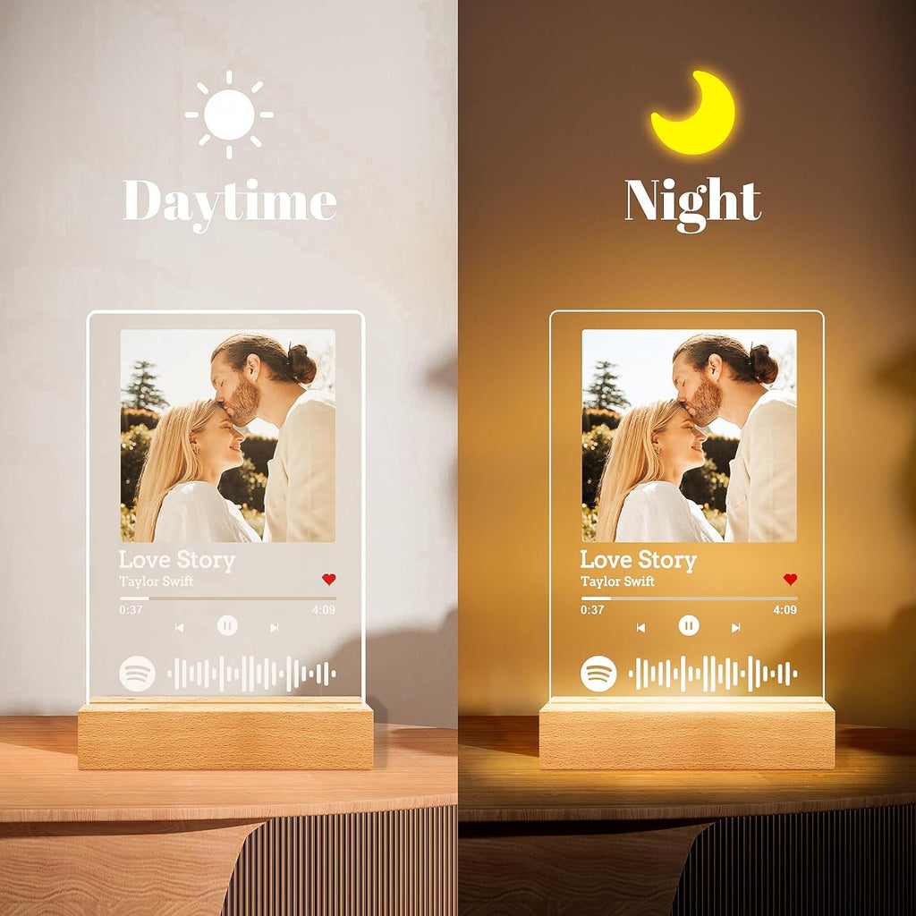 Custom Spotify Plaque, Personalized Acrylic Song Plaque Photo Frame, Custom Picture Frames, Personalized Anniversary Valentines Day Gifts for Women Men Him Her Girlfriend Boyfriend Couple Wife