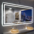 Amorho LED Mirror for Bathroom, 72''x 40'' with Front and Backlight, Large Dimmable Wall Mirrors with Anti-Fog, Shatter-Proof, Memory, 3 Colors, Double LED Vanity Mirror