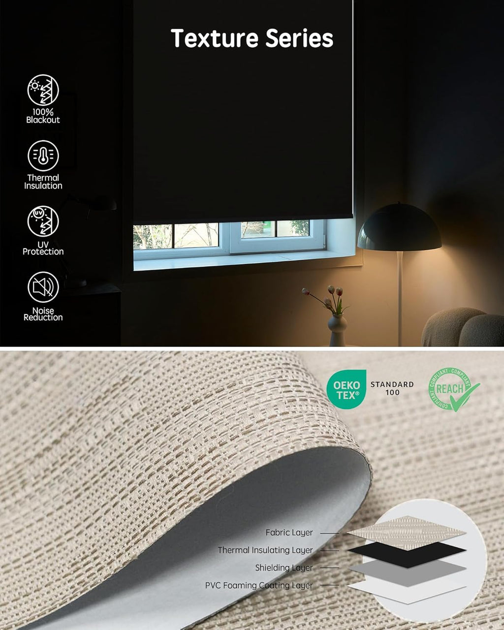 Yoolax Motorized Blinds with Remote, Smart Blinds for Windows Blackout Automatic Shades Work with Alexa Remote Control Roller Window Shades with Valance, Custom Size (Jacquard Coffee)