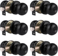Gobrico Flat Ball Entry Door Locks Keyed-Alike Door Locksets with Same Keys in Black-Pack of 6