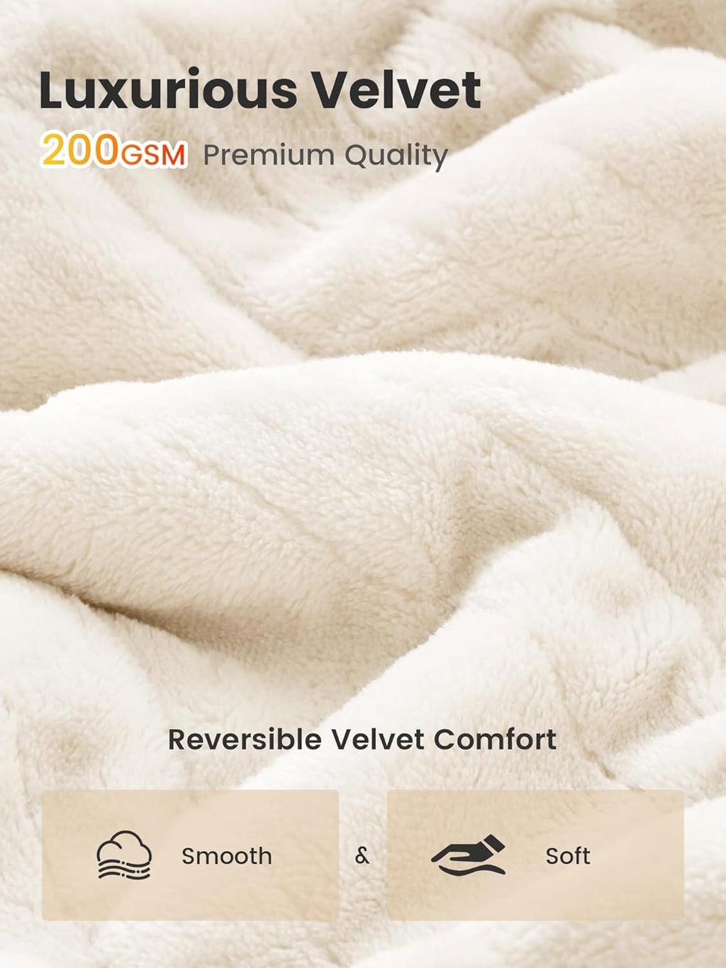 WOOMER Heated Blanket Full Size 77" x 84", Electric Blanket with 0.5-12 Hours Timer & 10 Heating Levels, ETL Certified, White Double-Sided Velvet, Over-Heat Protect, Machine Washable