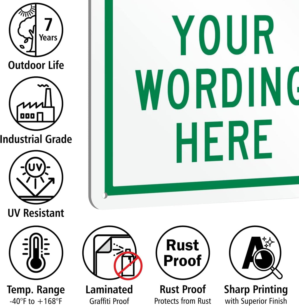 SmartSign 14 x 10 inch Custom “Reserved Parking” Metal Sign - Add Text, 40 mil Laminated Rustproof Aluminum, Green and White, Made in USA