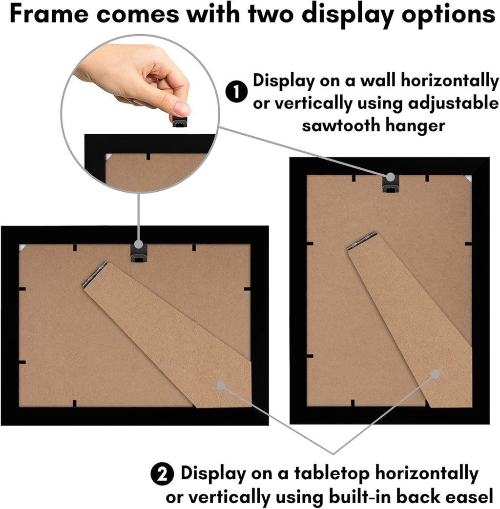 Americanflat 7x10 Picture Frame with Shatter-Resistant Glass - Signature Collection - Gallery-Style Frames Made of Engineered Wood - Photo Frame for Tabletop and Wall Display - Black