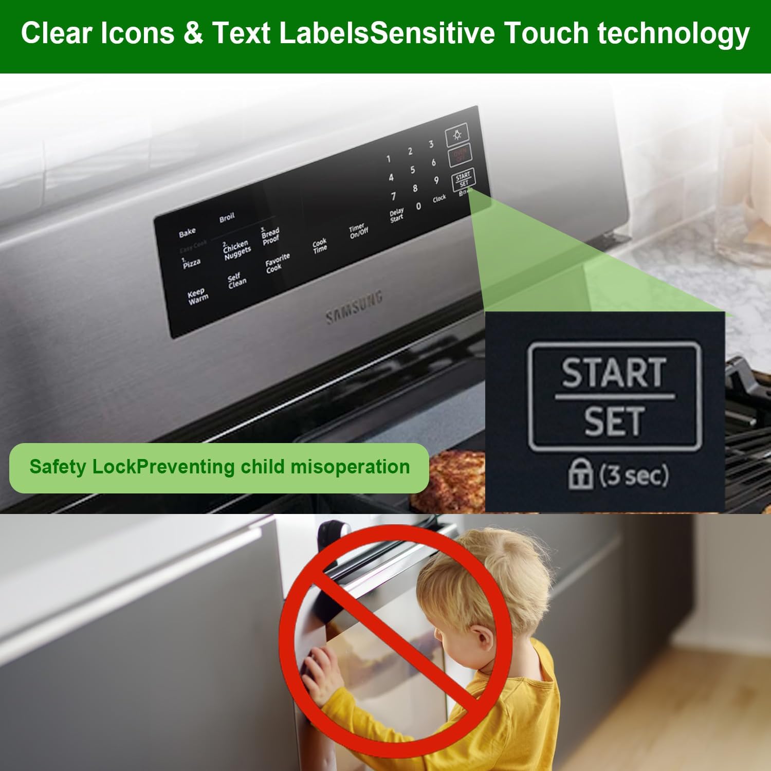 DG34-00025C Range Membrane Switch Touchpad Overlay-Compatible with Samsung Stove/Oven NX58R4311SS/NX58R4311SG,Replaces 4963022/AP6885265/PS12721647