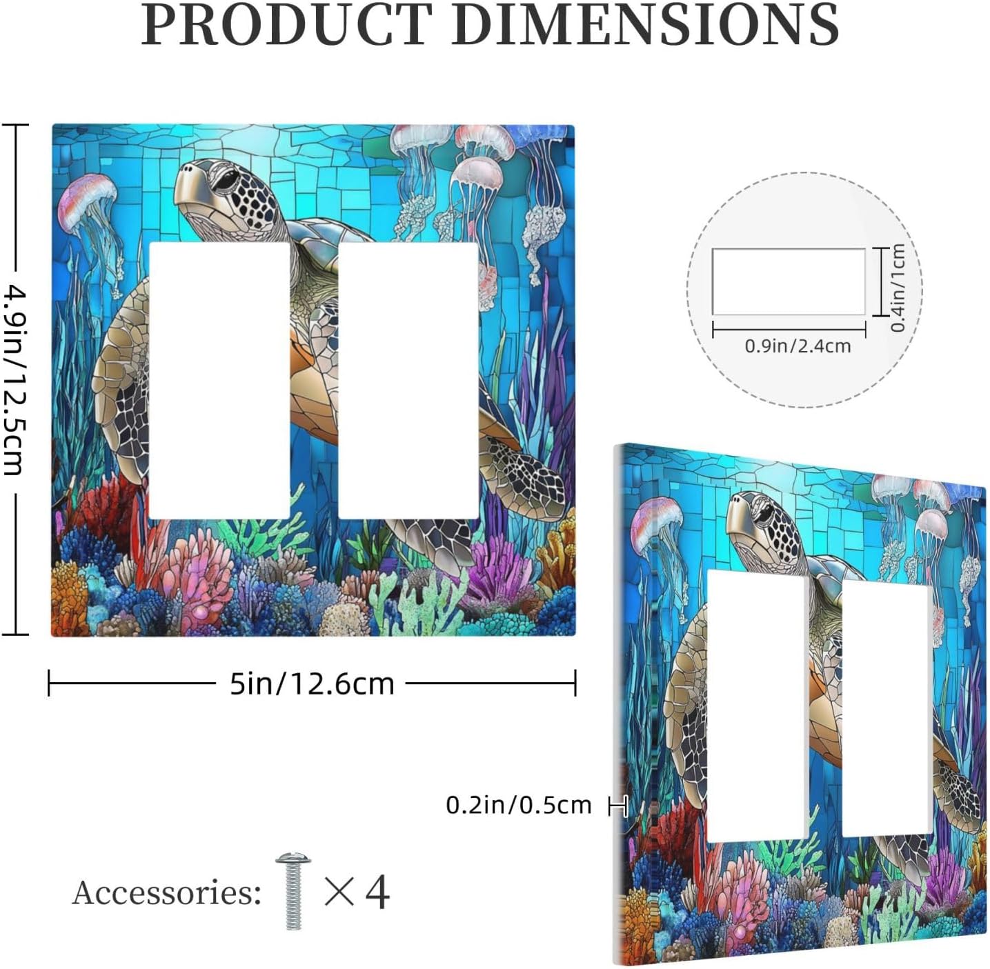 Decorative Outlet Covers Nautical Sea Turtle Coral Jellyfish 2 Gang Double Gfci Rocker Electrical Wall Panels Light Switch Cover Plate For Kids Room Nursery Decor