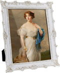 8x10 inch Vintage Photo Frame,Black White Pink Wood Gold Color Hand-Crafted Resin Picture Frame with Easel & Hook, Home Décor for Tabletop Wall Hanging Rahmen Photo Frame (White)