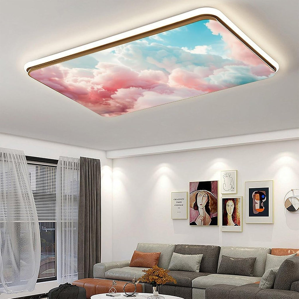 2PCS Fluorescent Light Cover for Ceiling Light Classroom-Cloud Magnetic Light Cover Fluorescent Light Shade Panel,Decorative Film Filter for Reducing Harsh Glare Flicker Home School Office Decorations