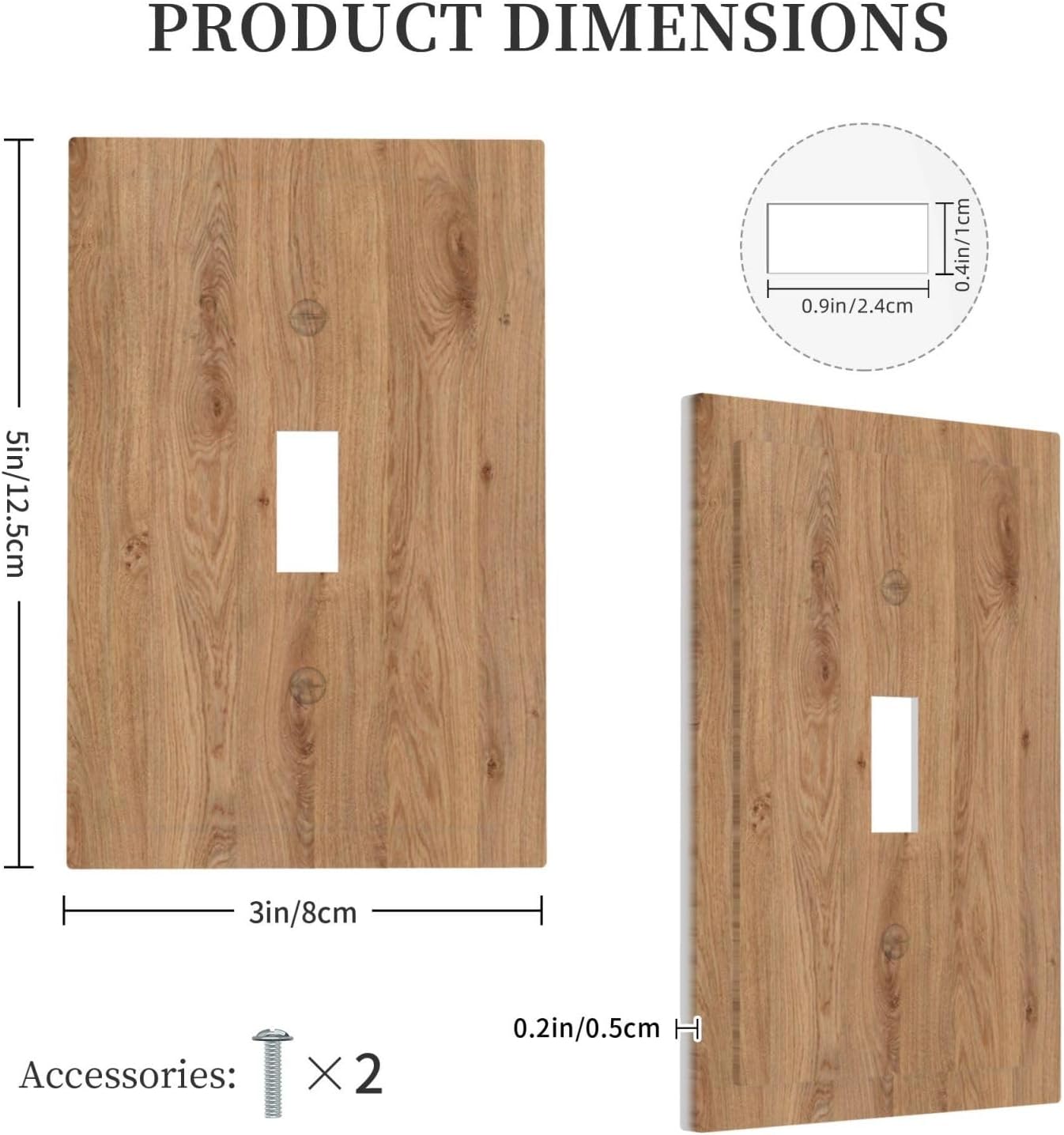 Decorative Light Switch Cover Vintage Rustic Wood Color Brown Wood Grain 1 Gang Single Toggle Decorator Outlet Wall Plate Device Electrical Faceplate Switchplates for Farmhouse Cabin Decor