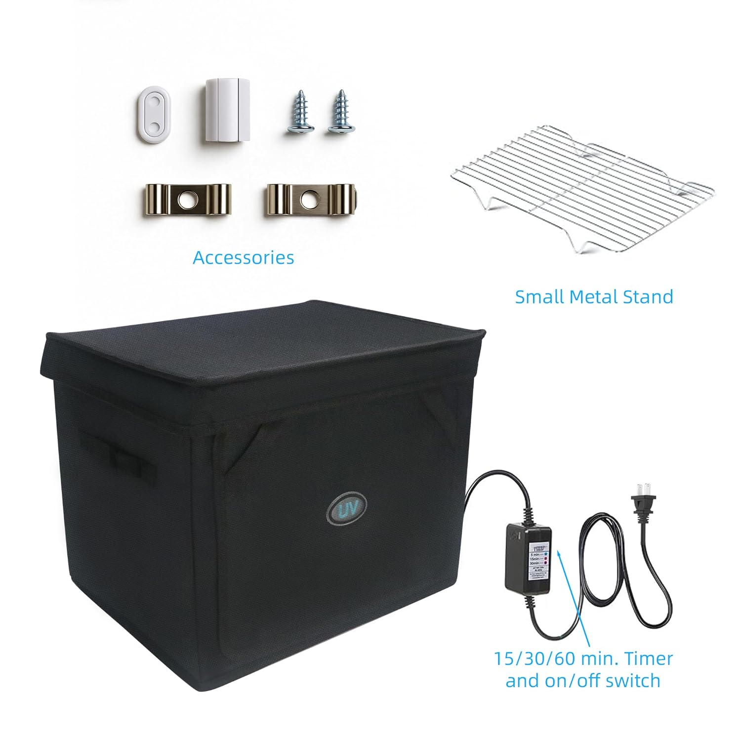 Large UV Sanitizer Box, 36L Portable Sanitizing and Cleaning Machine with 3-Level Timer, Foldable UV Cleaner Box for Household Use Like Phone, Towel, Key, Etc. Ozone Free