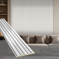 OUZUGIE WPC Acoustic Slat Wall Paneling, 8-Pack 96 x 6 Inches 3D Wall Panels for Interior Wall Decor,Living Room,TV Background,Study Room,Office Spaces,Bedroom,Low Grille (Metallic Silver)