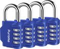 Puroma 4 Pack Combination Lock for Locker 4 Digit Outdoor Waterproof Padlock for School, Gym, Sports, Fence, Toolbox, Gate, Case, Outdoor, Hasp Storage, Cabinets (Blue)