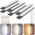 12" Ultra-Thin Under Cabinet Lighting Cordless, Aluminum Alloy Under Counter Lights for Kitchen, 3-Color-Temps Magnetic Closet Lights, Rechargeable Motion Sensor Light Indoor (6 Pack, Black)