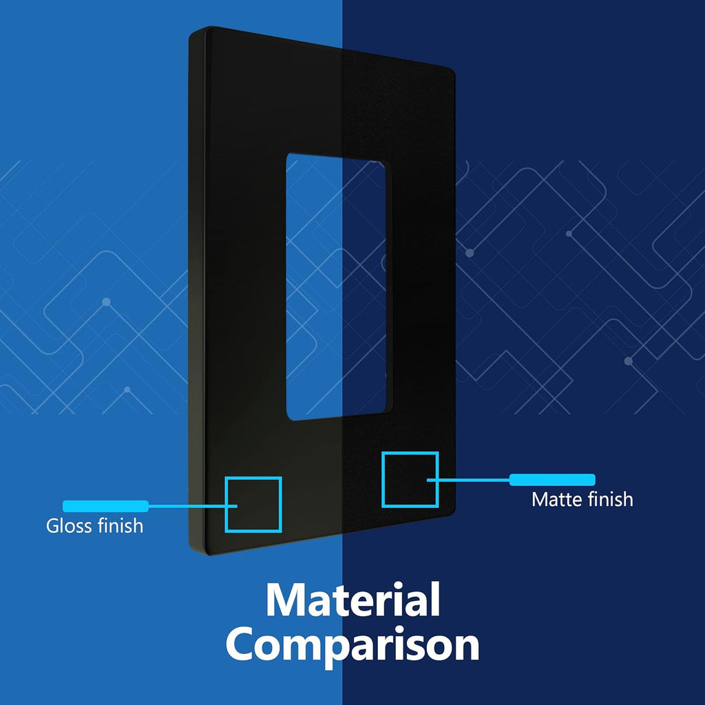 LIDER Matte Finish Decorator Switch Cover, Screwless Wall Plate, Mid-Size 1-Gang 4.88" x 3.11", Unbreakable Polycarbonate Thermoplastic, UL Listed, LSWP-31M-BK10P, Black, 10 pack