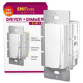 Dimmer Light Switch & 12V 60W Dimmable LED Driver 2 in 1, UL Listed Single-Pole or 3-Way Slide Dimmer Switches for Led Strip Lights,120VAC to 12VDC Power Supply for Low Voltage Project, Glossy White