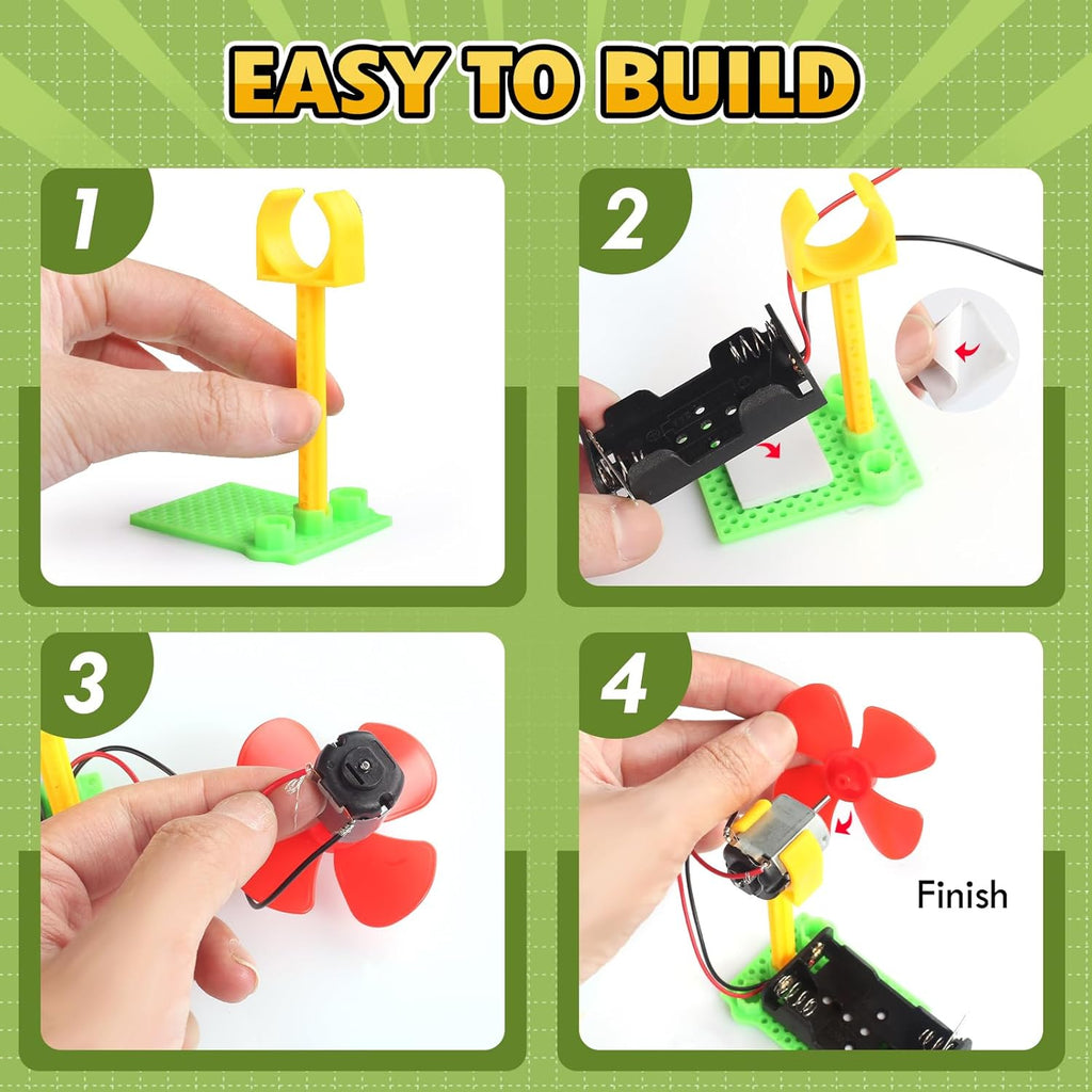 STEM Toys Science Kits, 7 Bulk Electric Circuit Kit for Kids Classroom, STEAM Activities Crafts Electrical Experiment 2nd 4th 5th Grade STEM Gifts, Build a Fan Activity Projects School Party Favors