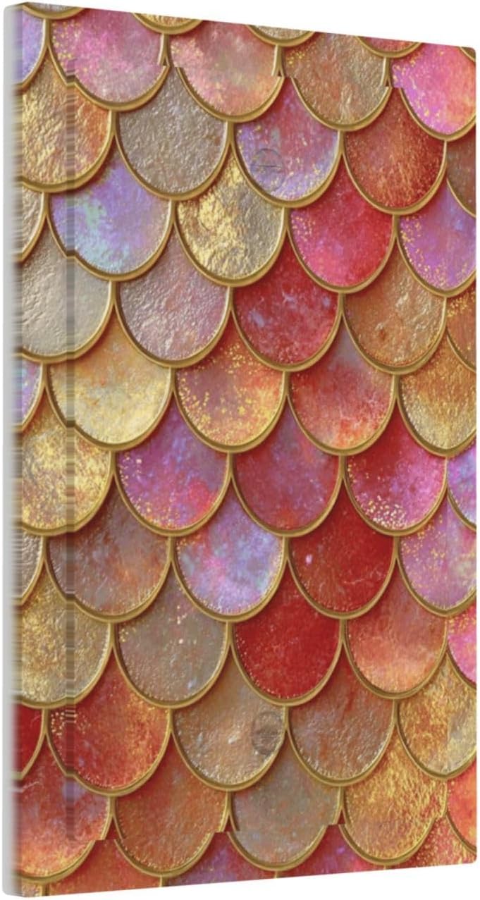 Mermaid Glitter Scale Rainbow Gold Fish Scales Light Switch Cover Plate 1 Gang No Device Blank Electrical Wall Plates Faceplate Decorative Switch Plate for Bed Room Home Decor