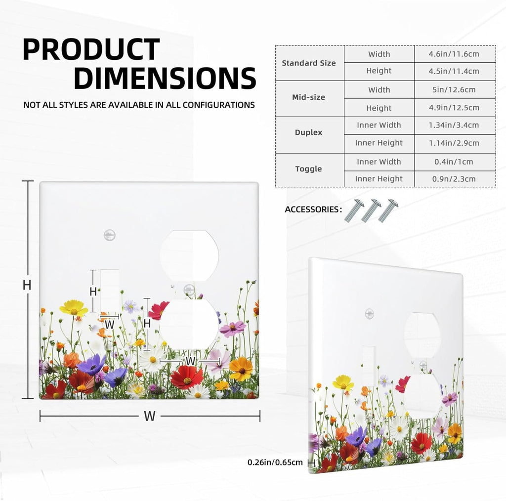 Wallplates Colorful Wildflowers Plant Floral Daisy 1 Toggle 1 Duplex Switch Plate Electrical Gfci Faceplate Decorative Light Switch Covers For Bed Room Living Room Decor