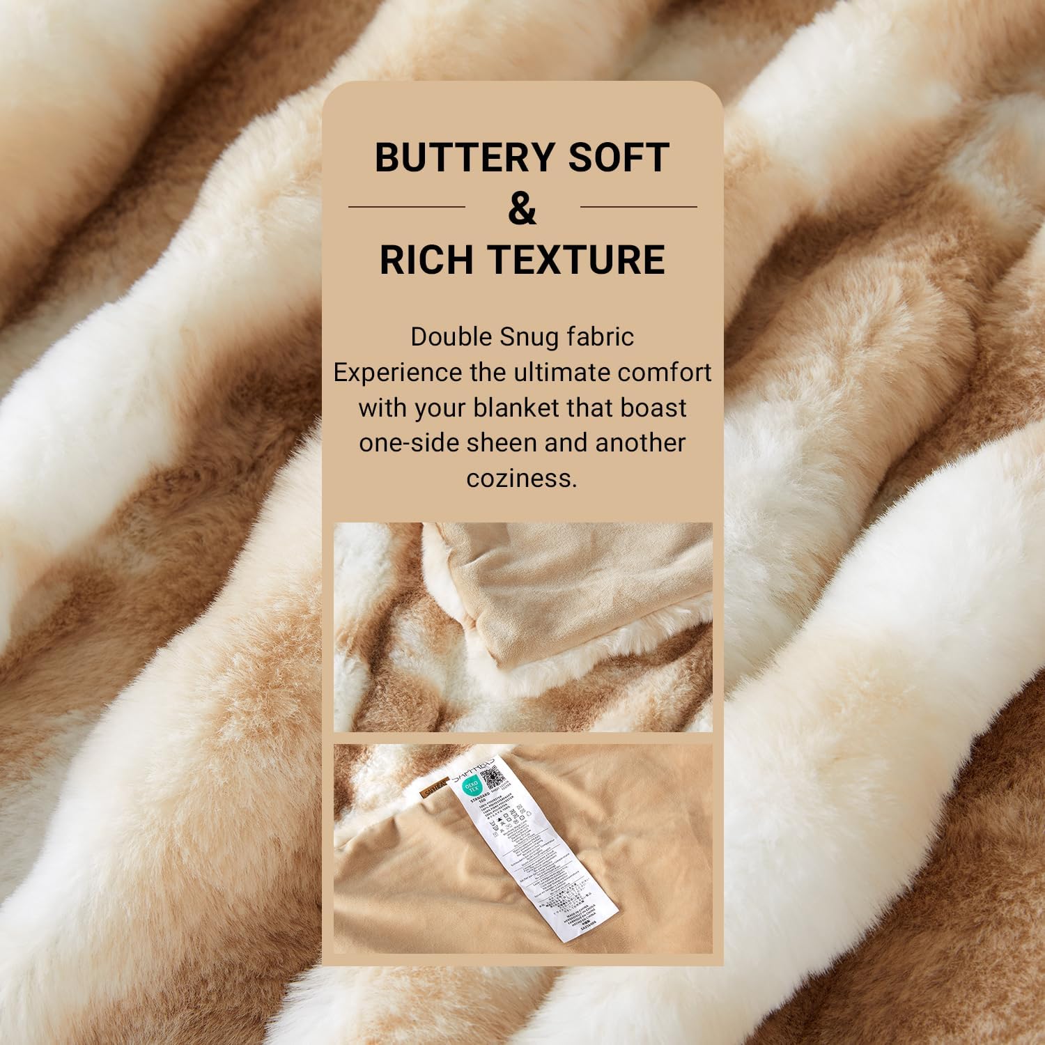 SAPHREAS Faux Fur Throw Blanket for Couch, Fluffy Fuzzy Bubble Blanket for Sofa Bed Living Room, Decor Soft Cozy Gifts for Women Men, 60x80” Tie Dye Khaki