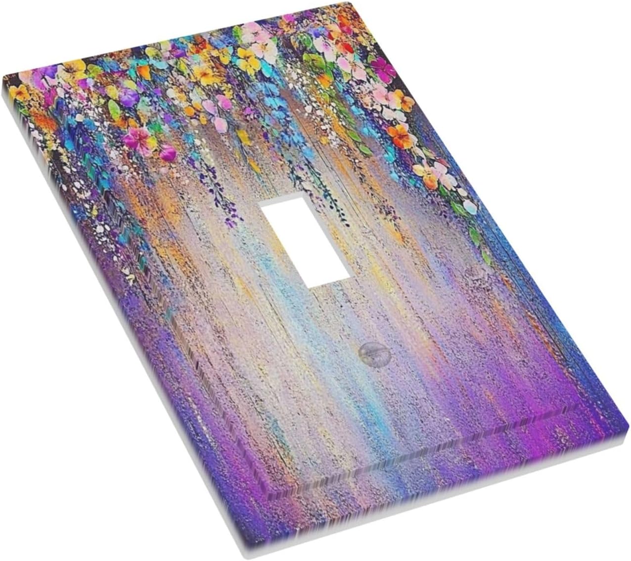 Colorful Country Flower Wildflower Floral Decorative Light Switch Cover 1 Gang Single Toggle Device Electrical Faceplate Switchplates Decorator Outlet Wall Plate For Bed Room Living Room Decor