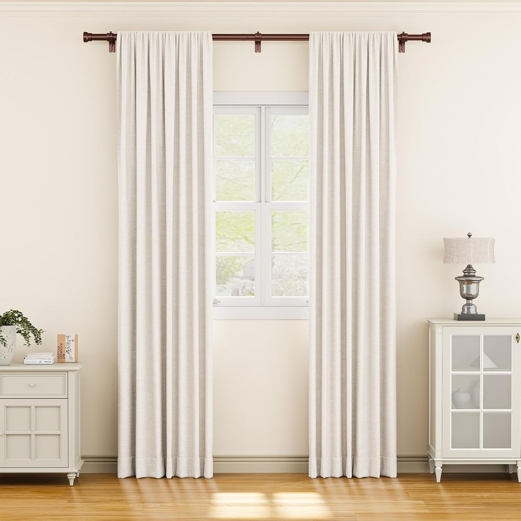 Yafex Curtain Rod 32-84 Inch, Heavy Duty 1 Inch Adjustable Curtain Rods for Windows, Antique Bronze Long Window Treatment Rods, Modern Design, Easy Installation