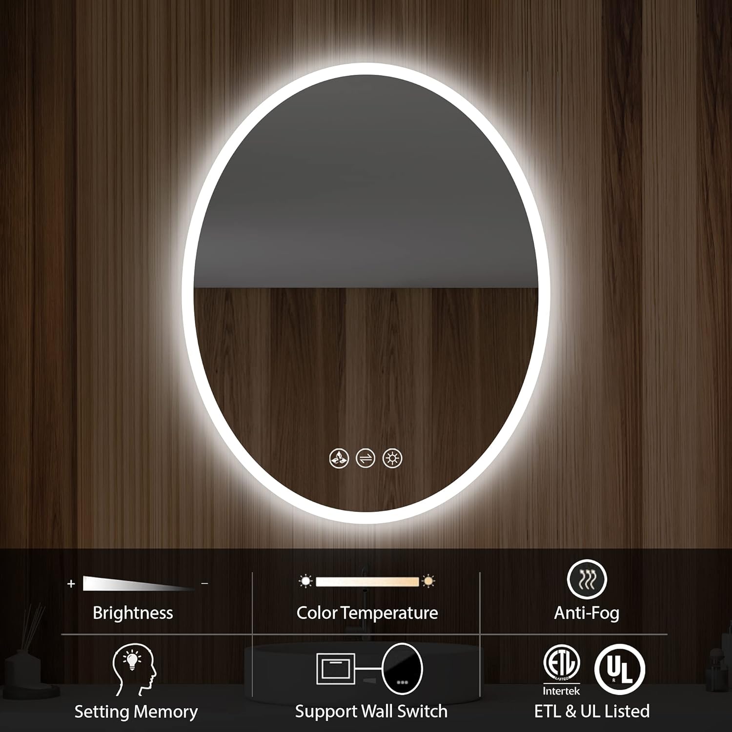 Blossom 20'' x 30'' LED Mirror for Bathroom Lighted Vanity Mirror for Wall Front Lights + Backlit LED Bathroom Mirror Anti-Fog Tempered Glass ETL Listed, Wall Mounted LED Vanity Mirror