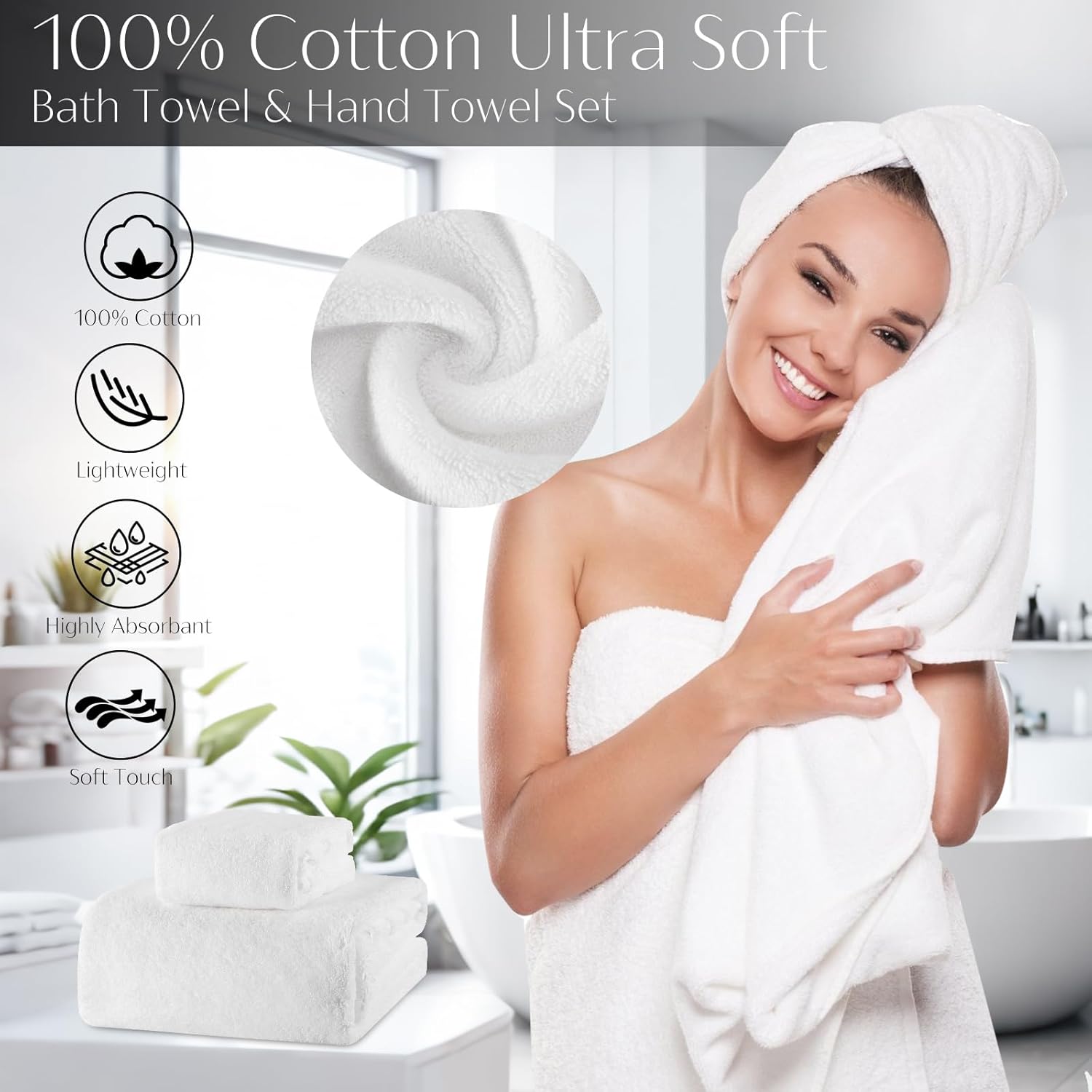 32PCS Bathroom Accessories Set Bathroom Set,White Shower Curtain Set,Bath Towel Set,Hand Towel,Toilet Brush,Trash Can & 3PCS Soap Dispenser