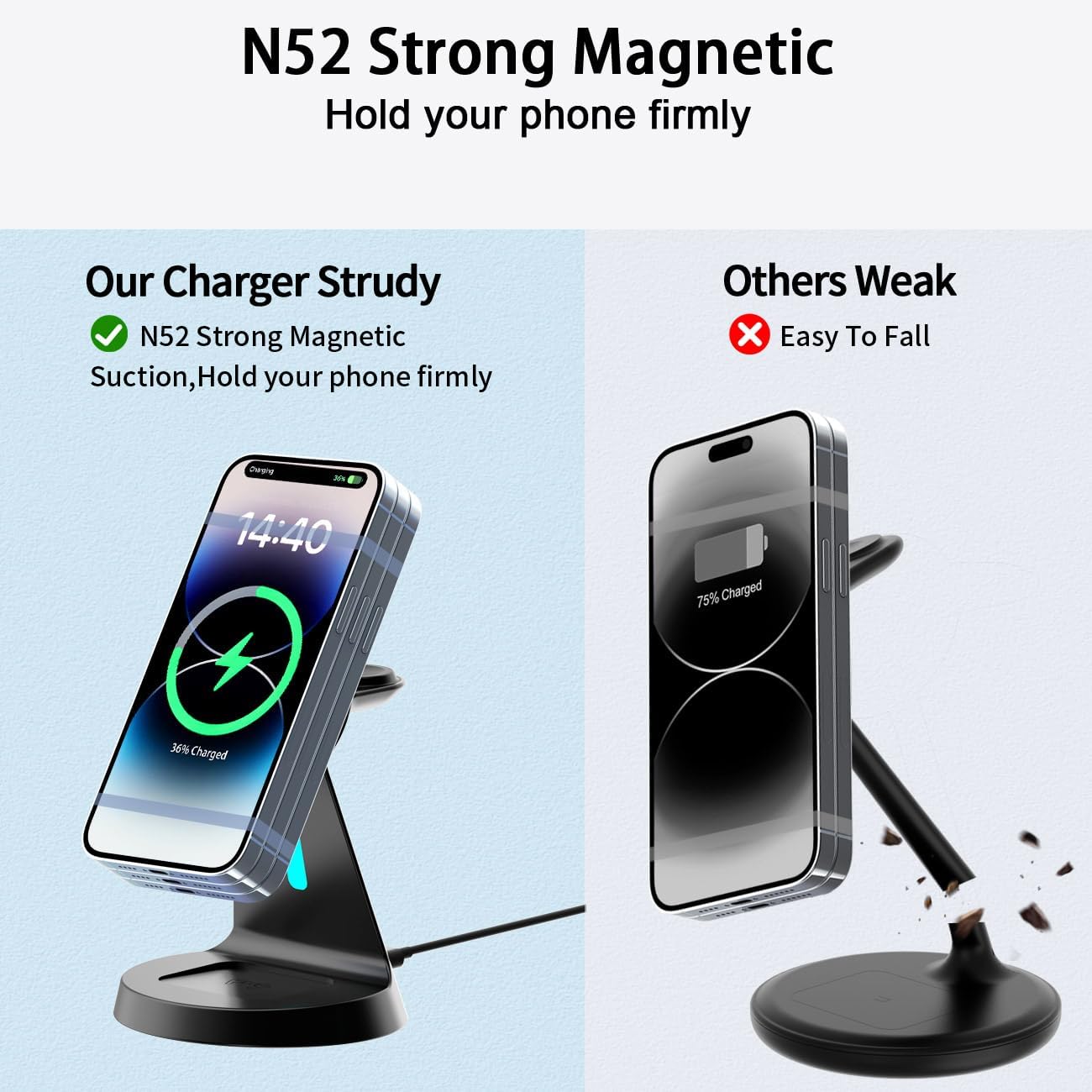 3 in 1 Wireless Charging Station for Apple Magsafe Charger Stand,Fast Magnetic Wireless Charger Station for iPhone 17 Air 16 15 14 13 12 Series,Airpods,Apple Watch