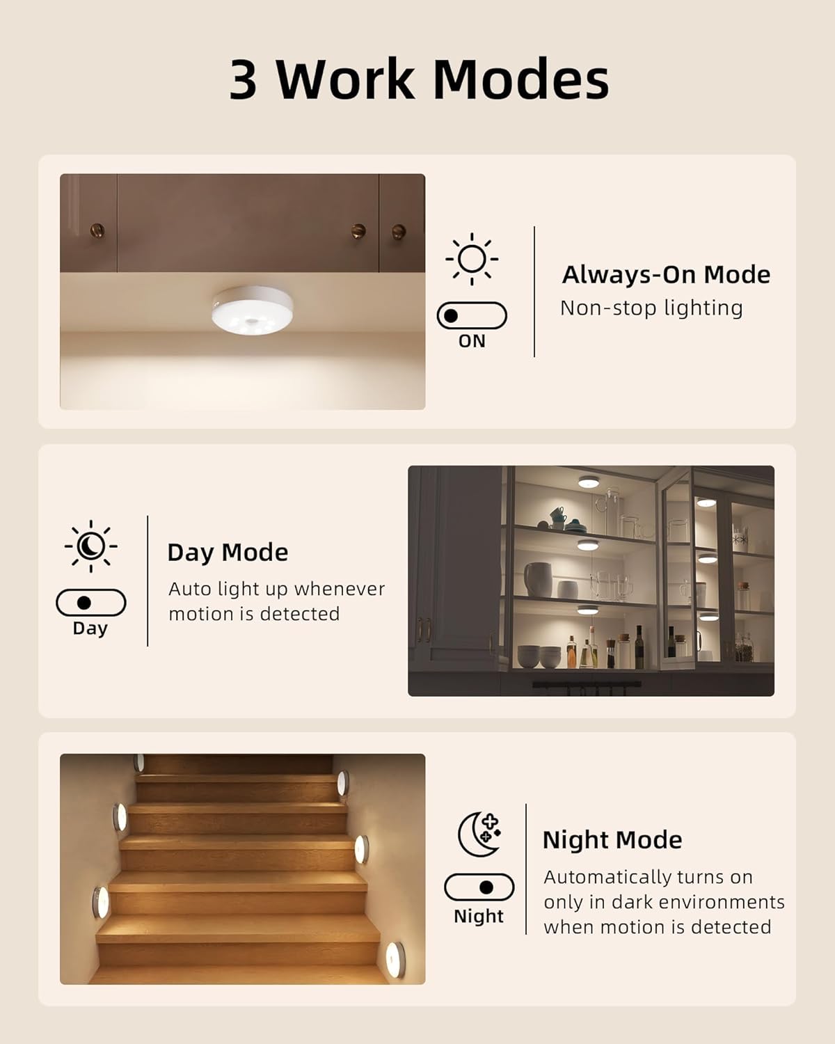 EZVALO Under Cabinet Lighting with Charging Station,1000mAh Rechargeable Puck Lights with Remote, 3 Color Temps & 12 RGB Closet Lights, Dimmable Motion Sensor Lights for Shelf, Kitchen (3 Packs)
