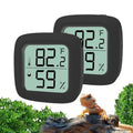 Black 2-Pack Reptile Thermometer and Hygrometer – Digital LCD Temp & Humidity Gauge for Bearded Dragon, Corn Snake, Hermit Crab, Iguana, Axolotl, Vivarium & Terrarium Setup