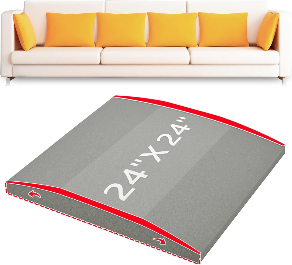 HAVARGO Couch Cushion Support High Density Foam 24X24X2.4 Inches Sofa Couch Supports for Sagging Cushions Light Grey 1Pc with Anti Slip Mesh Fabric