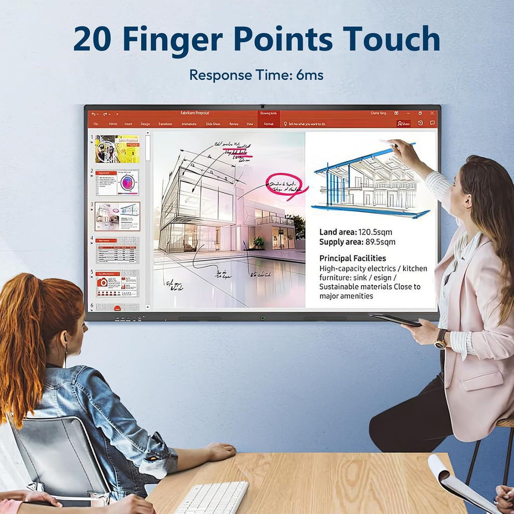 Smart Board with Wireless HDMI Display Adapter, 85 Inch Interactive Whiteboard 4K Touchscreen Built in HD Camera, Digital Presentation Electronic Smart WhiteBoard for Classroom Home Office