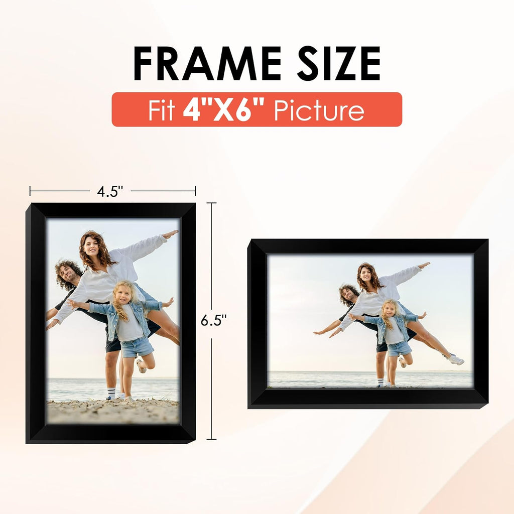 FIXSMITH 4x6 Picture Frame Set of 10, Black Photo Frames Bulk with HD Plexiglass for Wall Hanging or Tabletop Display, Multi Picture Frames Collage for Wall Decor