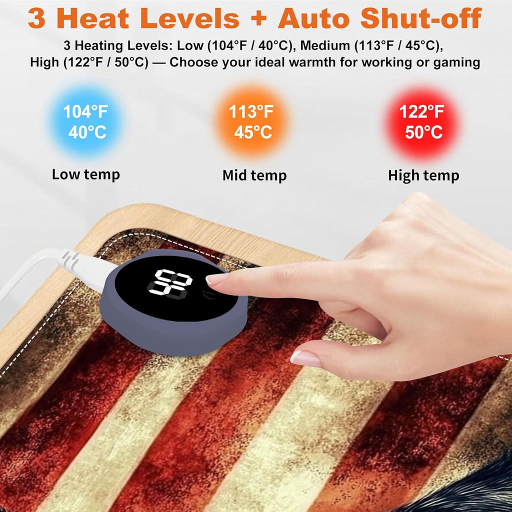 Heated Mouse Pad for Desk 31.5" x 13" – PU Leather Warm Desk Pad with 3 Heat Levels (104°F/113°F/122°F), Plug-in Electric Heating Mat with Auto Shut-Off, Waterproof & Rollable, German Shepherd