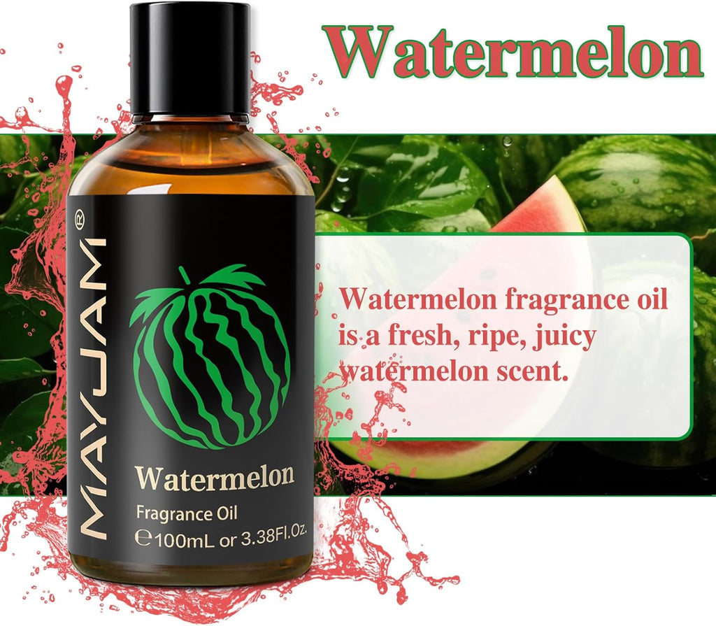 MAYJAM 100ML/3.38FL.OZ Watermelon Fragrance Oils with Glass Dropper, Essential Oils for Diffusers for Home, Long Lasting Scented Oils for Diffusers Soap Candle Making