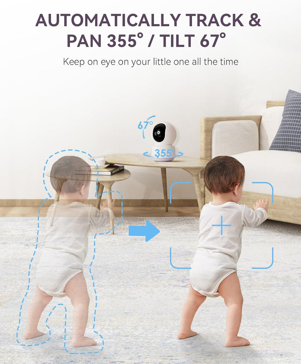 Hybrid Video No WiFi & Smart WiFi Baby Monitor - 5" 1080P Split Screen & 2K Camera App Control, Motion Alerts, Sound Detection, HD Night Vision, 5050mAh Battery,Triple Security, 1600ft Range