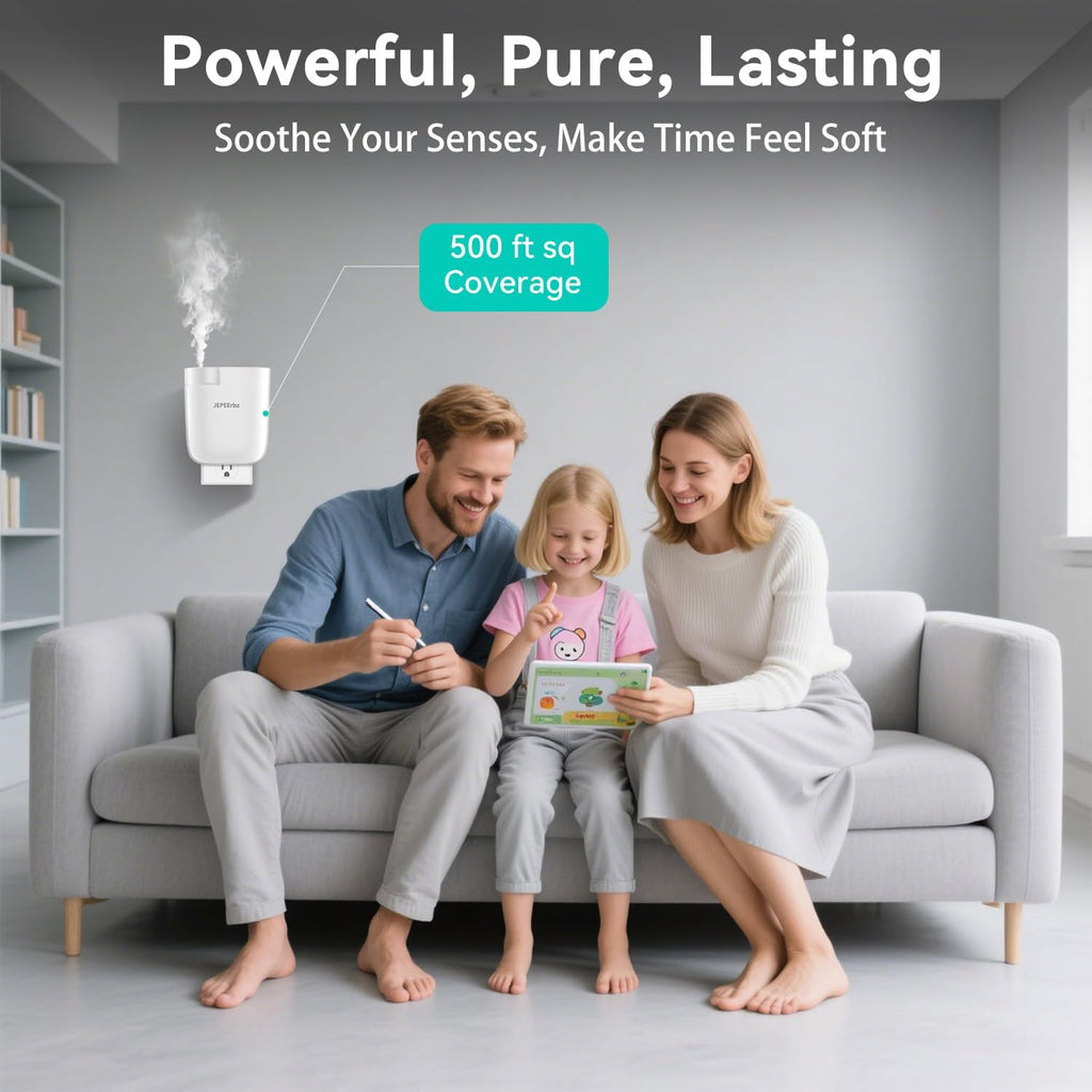 Plug in Diffuser, Waterless Oil Diffuser for Home, Essential Oil Plug in Wall, Smart Bluetooth App Control, Up to 500 Sq.ft Coverage, White