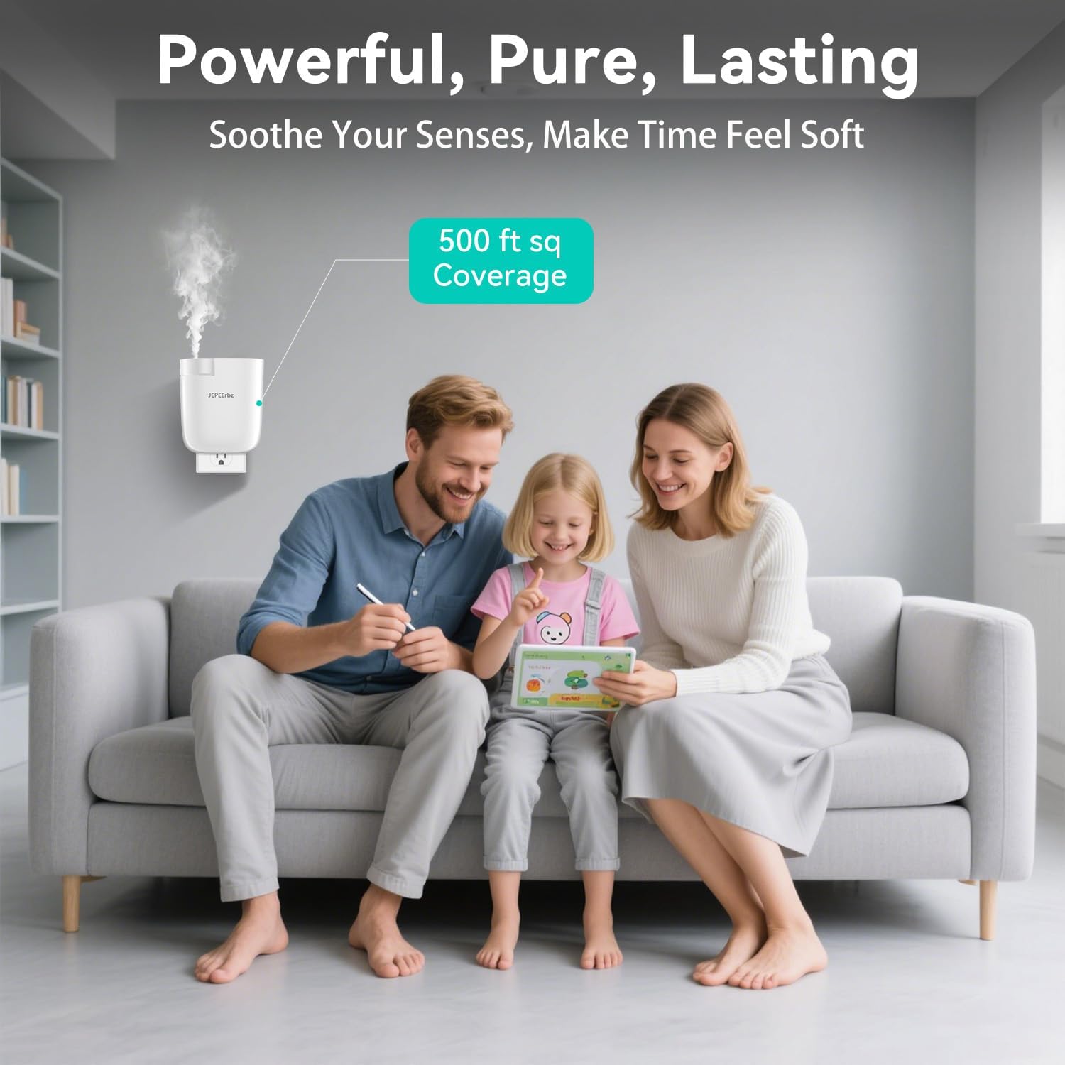 Plug in Diffuser, Waterless Oil Diffuser for Home, Essential Oil Plug in Wall, Smart Bluetooth App Control, Up to 500 Sq.ft Coverage, White