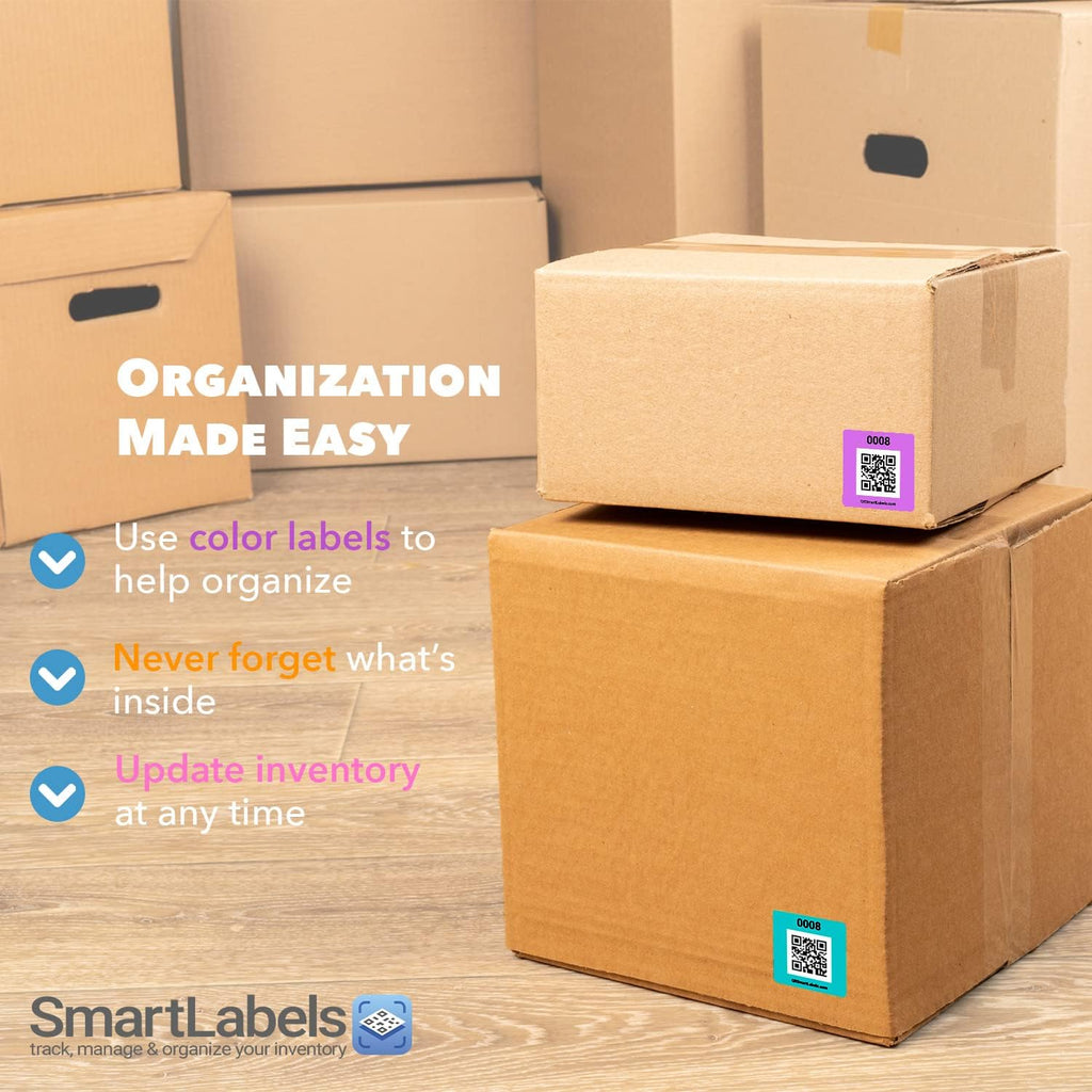 Smart Labels QR Code Stickers Pack of 48 (Modern) Made in USA - QR Code Labels for Storage & Inventory Tracking, Storage Unit Organization, App Stickers for Inventory Organization & Moving Supplies