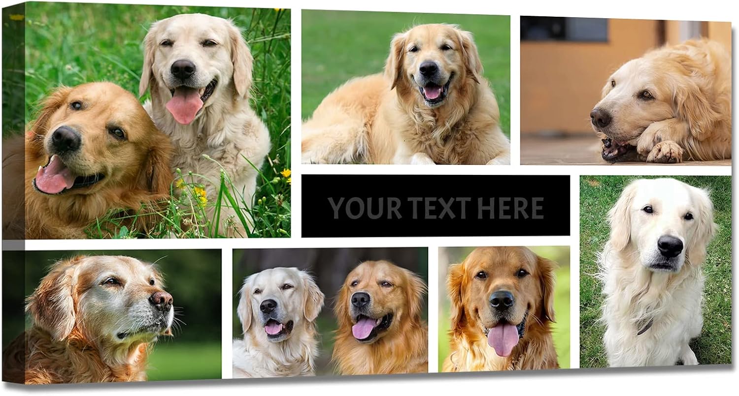 Collage Canvas Prints with Your Photos Personalized Multi Pictures for Wall Custom Family Wedding Baby Pet Dog Photo to Canvas Customized Gifts Home Wall Decor (Collage Photo-11, Framed)