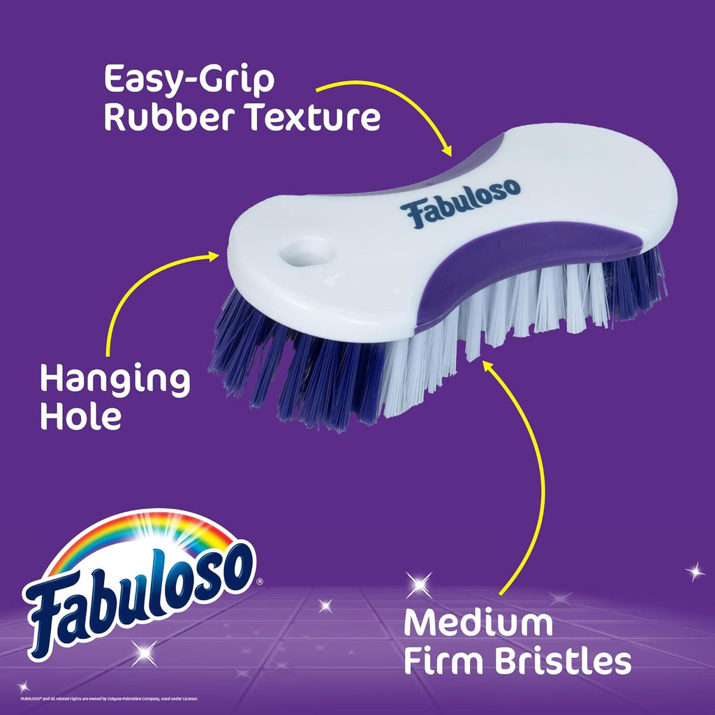 Fabuloso Hand-Held Scrub Brush – Easy Grip Scrubbing Brush for Showers, Floors, and More