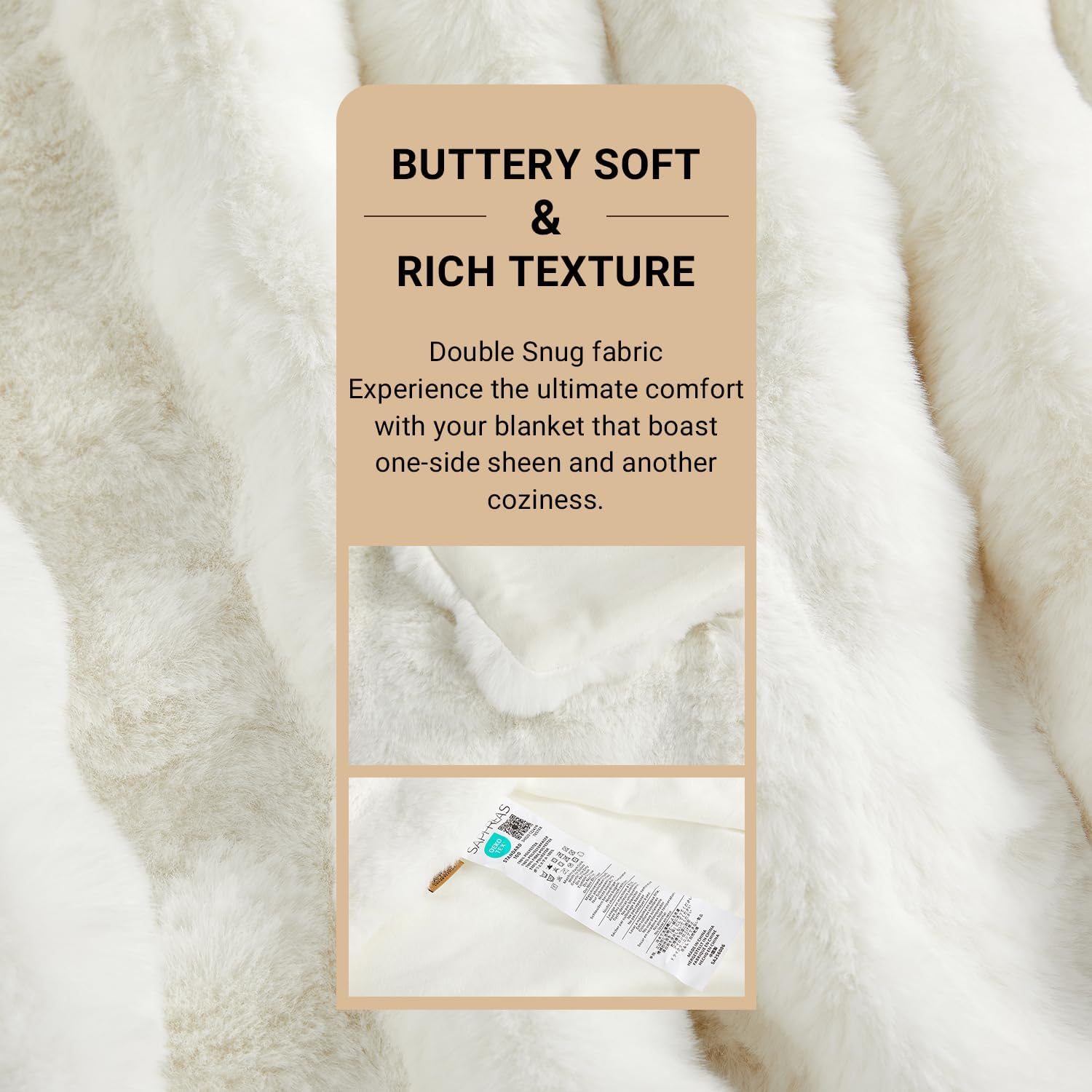 SAPHREAS Faux Fur Throw Blanket for Couch, Fluffy Fuzzy Bubble Blanket for Sofa Bed Living Room, Decor Soft Cozy Gifts for Women Men, 60x80” Cream White