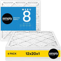 Simply 12x20x1 Air Filter, MERV 8, 6 Pack, For Home AC Furnace & HVAC (Actual Size: 11.75"x19.75"x0.75") DUST, Pet, & Allergy Control